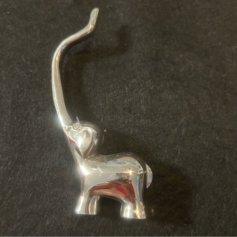 Vintage Silver Elephant Figurine ring holder.